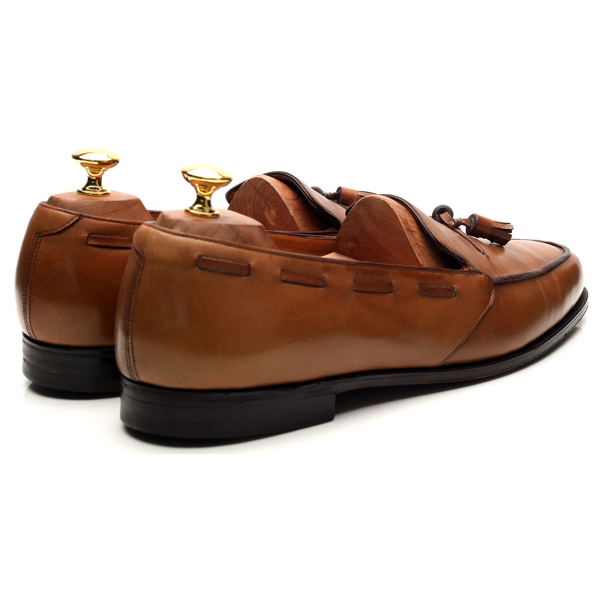 &#39;Palumbo&#39; Brown Leather Tassel Loafers UK 10.5 E