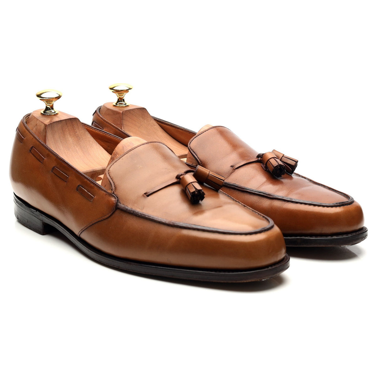 &#39;Palumbo&#39; Brown Leather Tassel Loafers UK 10.5 E