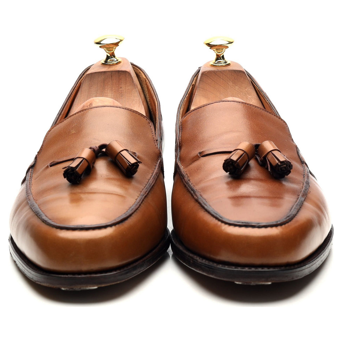 &#39;Palumbo&#39; Brown Leather Tassel Loafers UK 10.5 E