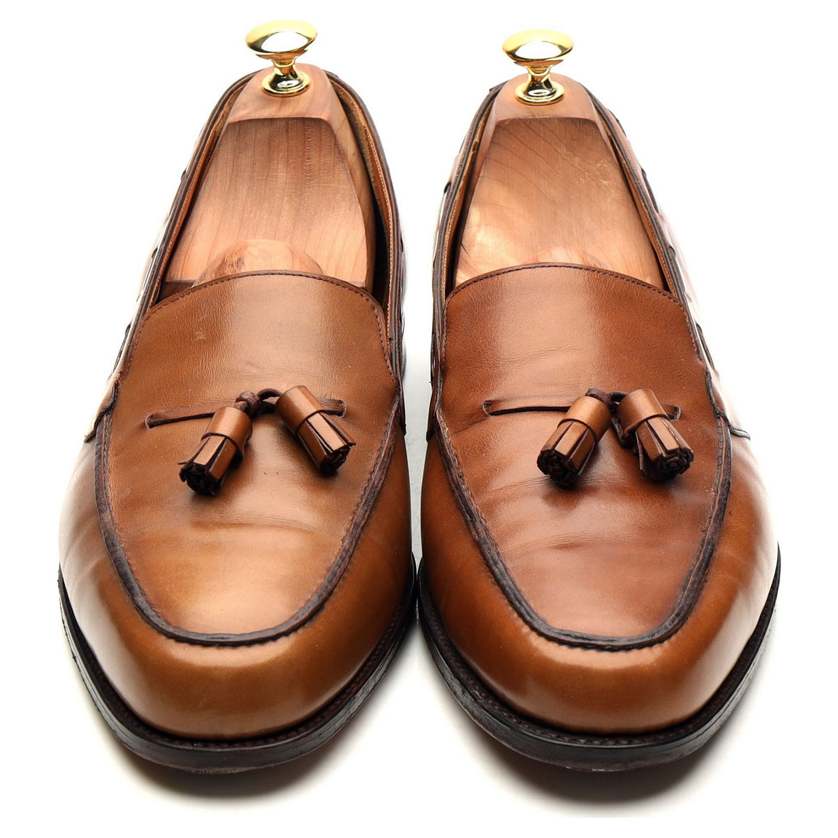 &#39;Palumbo&#39; Brown Leather Tassel Loafers UK 10.5 E