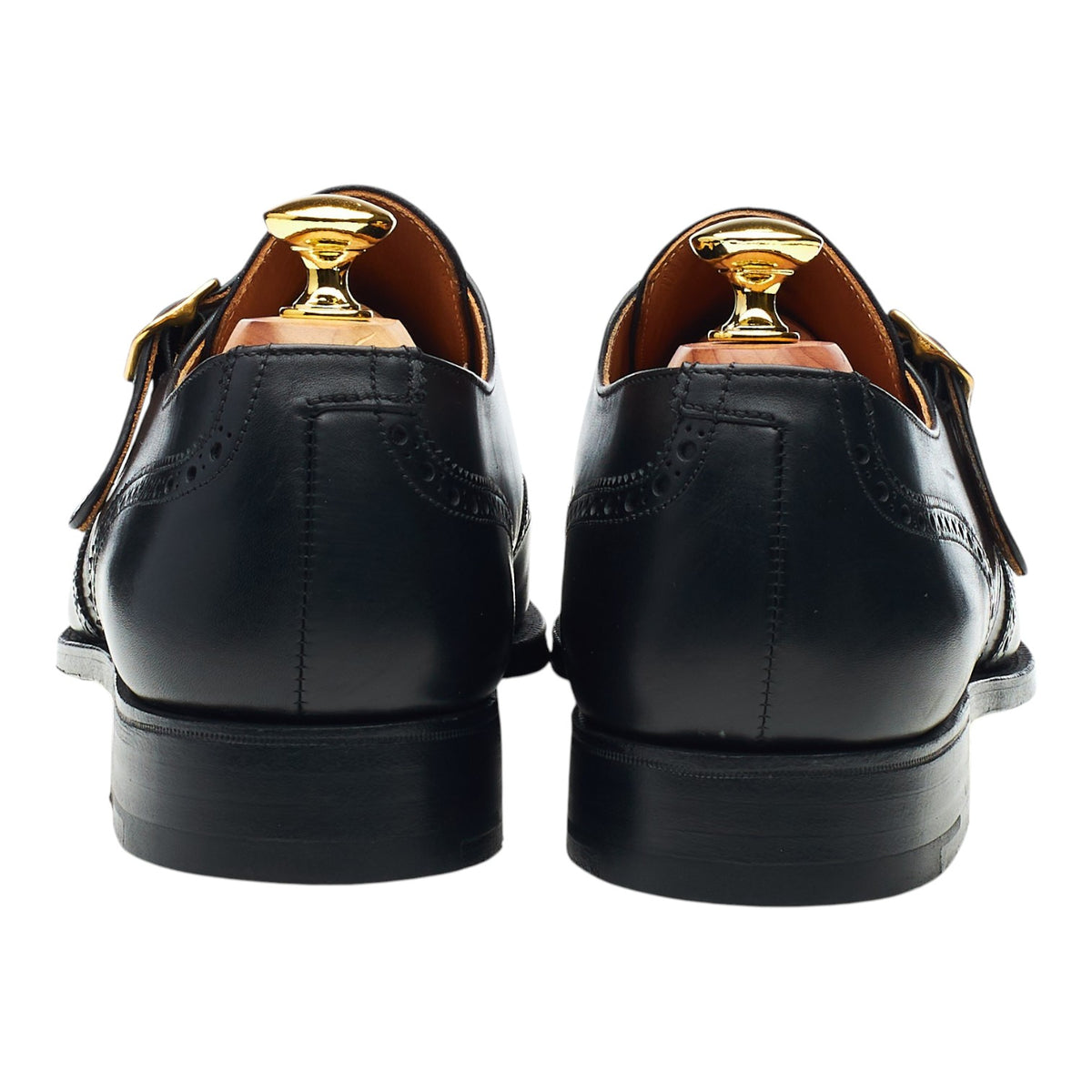 'Chalfont' Black Leather Brogue Monk Strap UK 7 E