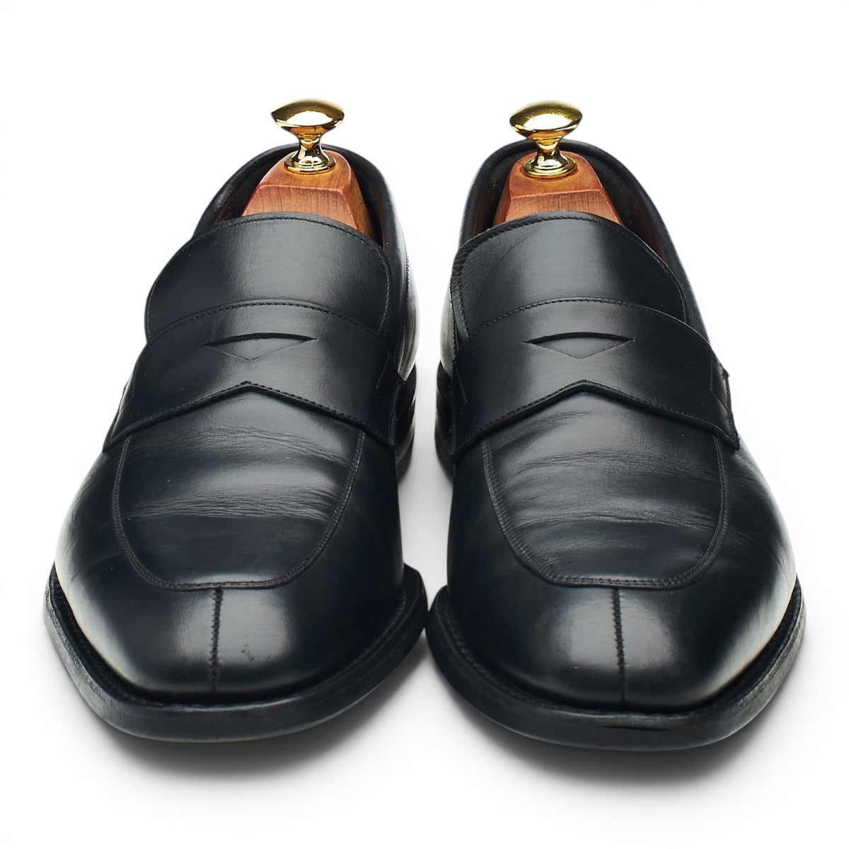 'Clay' Black Leather Split Toe Loafers UK 8 G