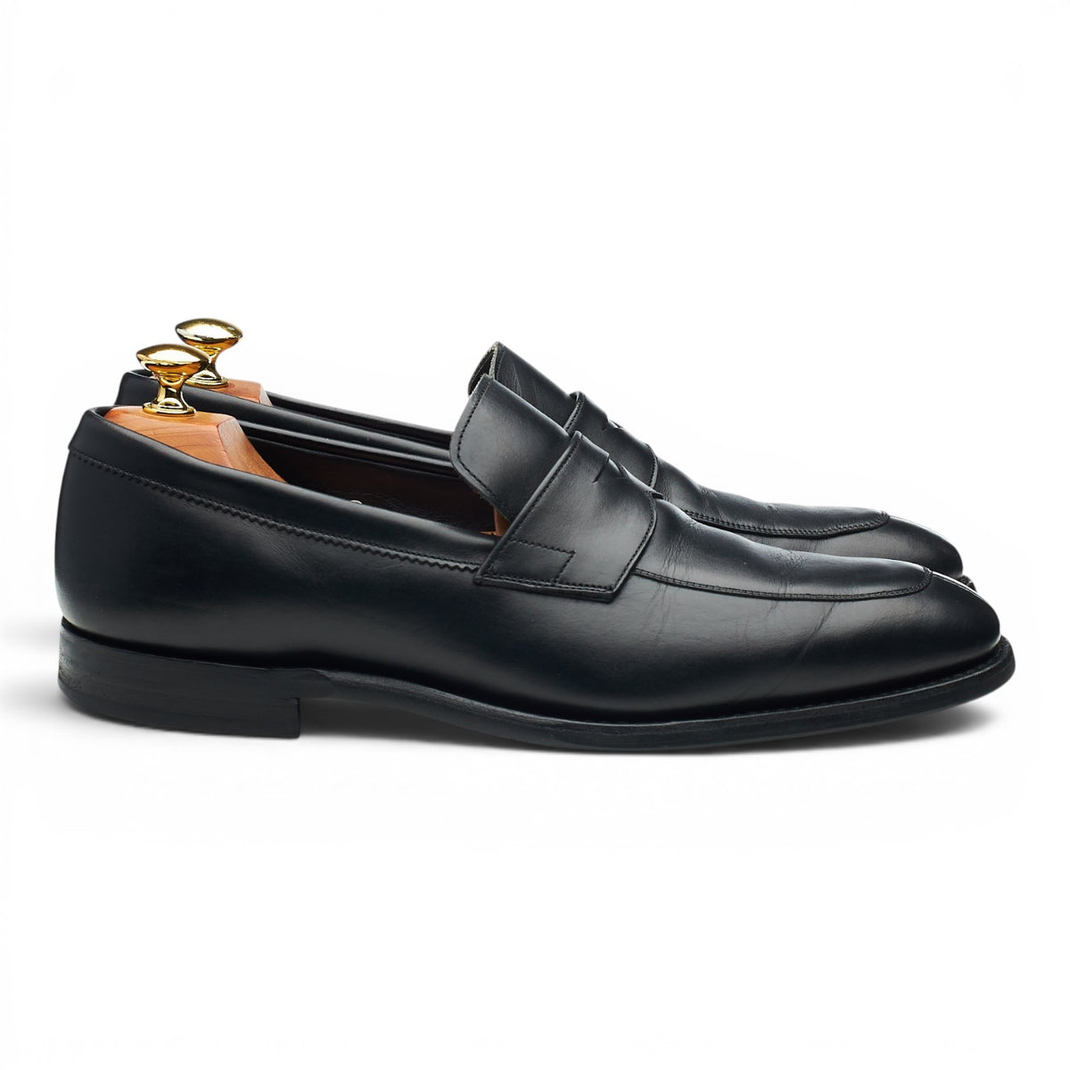 'Clay' Black Leather Split Toe Loafers UK 8 G