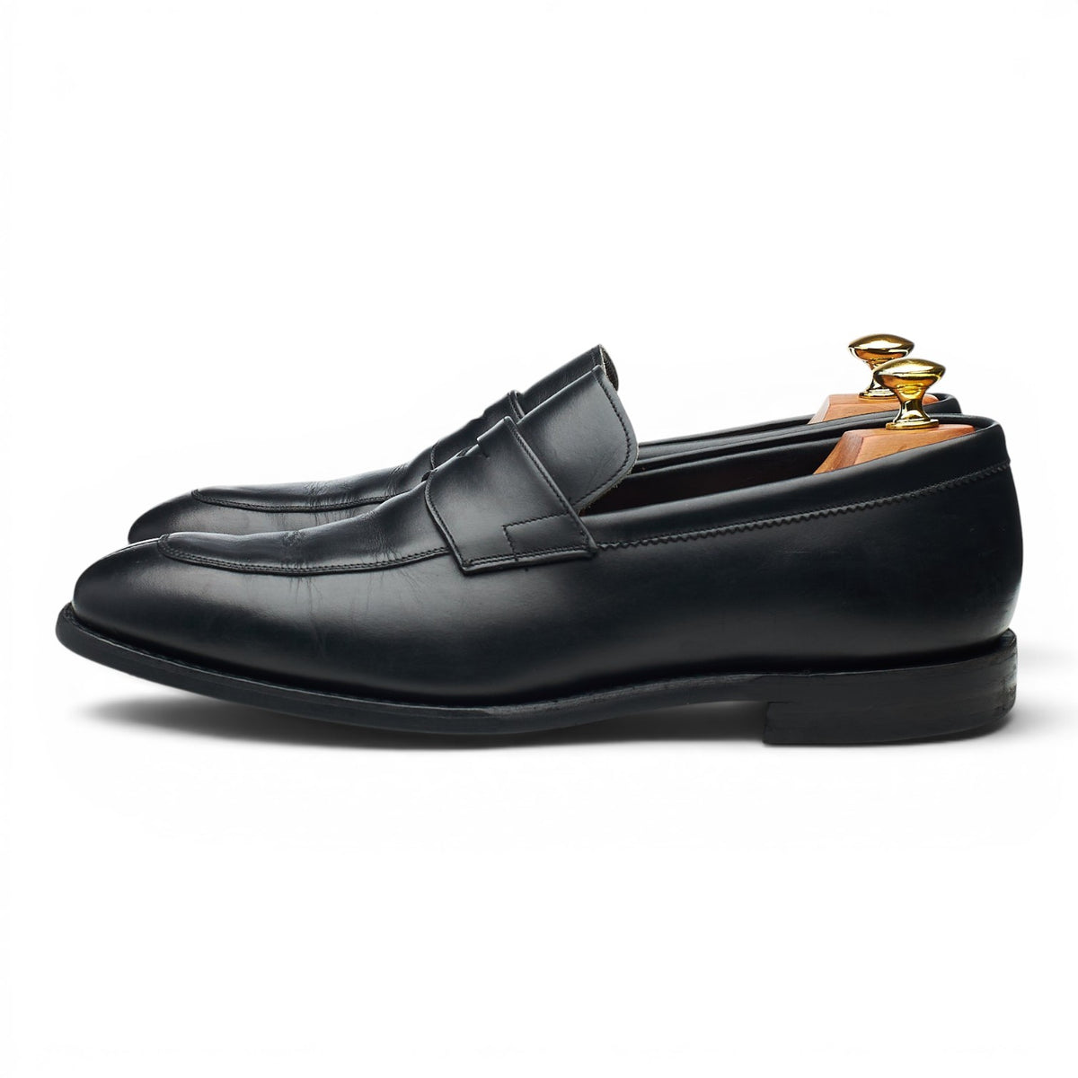 'Clay' Black Leather Split Toe Loafers UK 8 G
