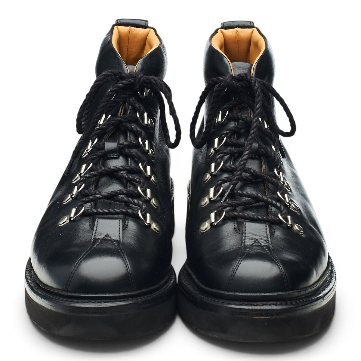 'Bobby' Black Leather Hiker Boots UK 8 G