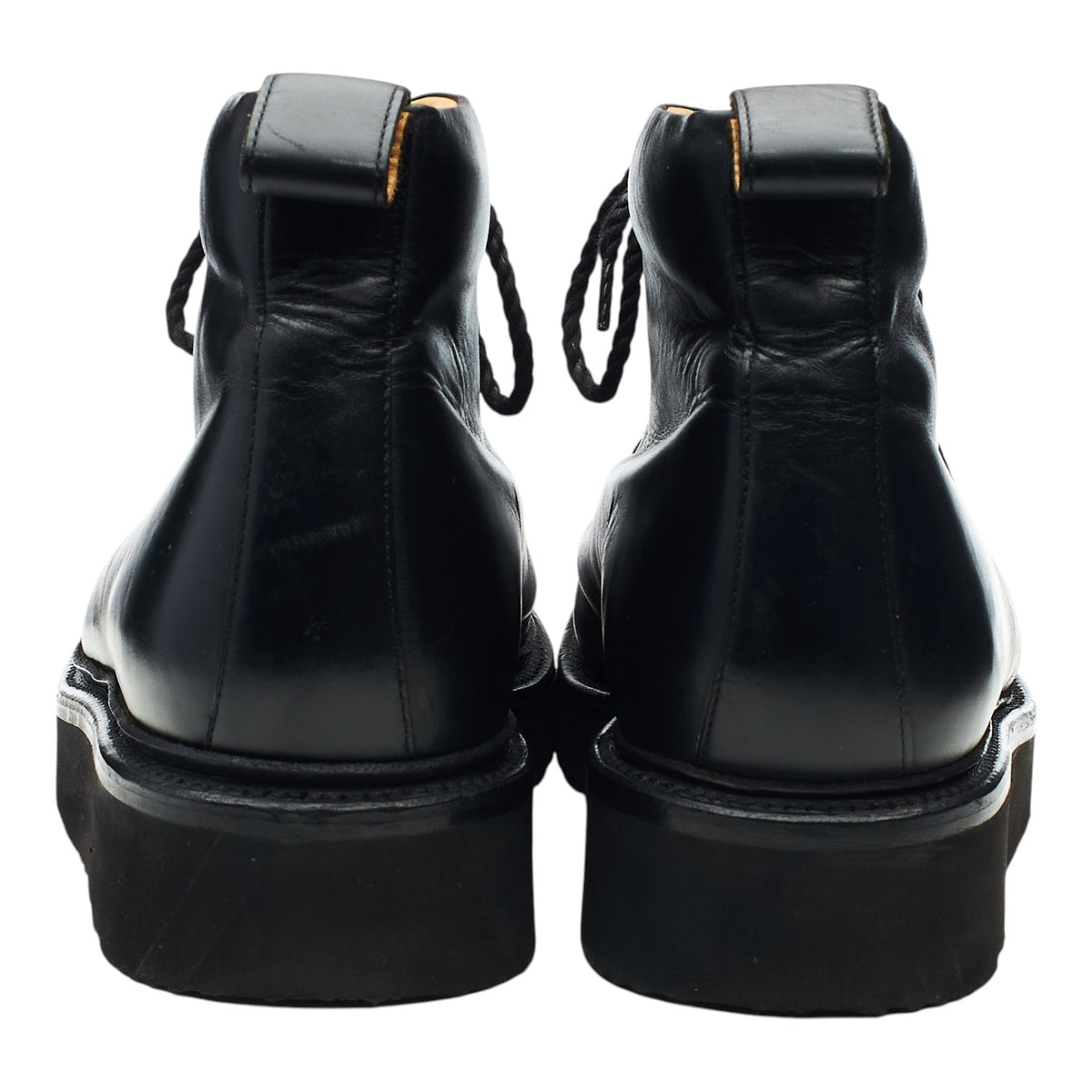 'Bobby' Black Leather Hiker Boots UK 8 G