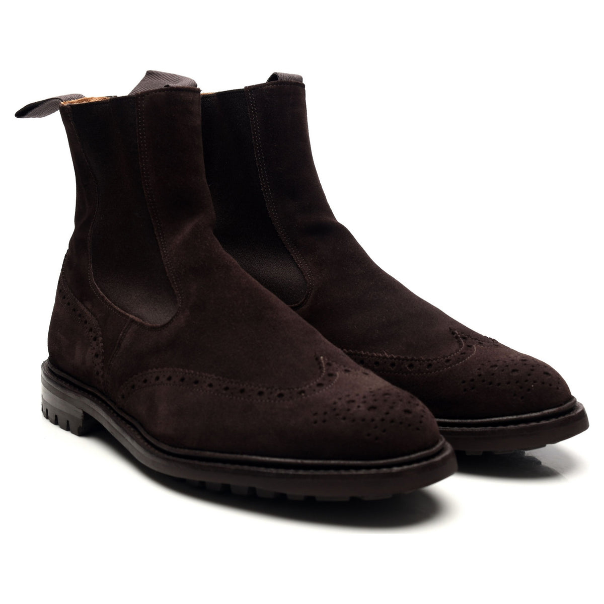 &#39;Henry&#39; Dark Brown Suede Boots Brogues UK 11