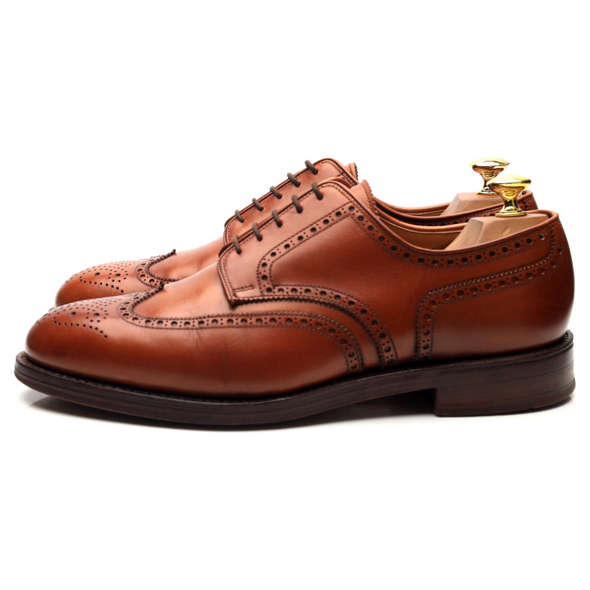 &#39;Cardiff&#39; Tan Brown Leather Derby Brogues UK 8.5 E