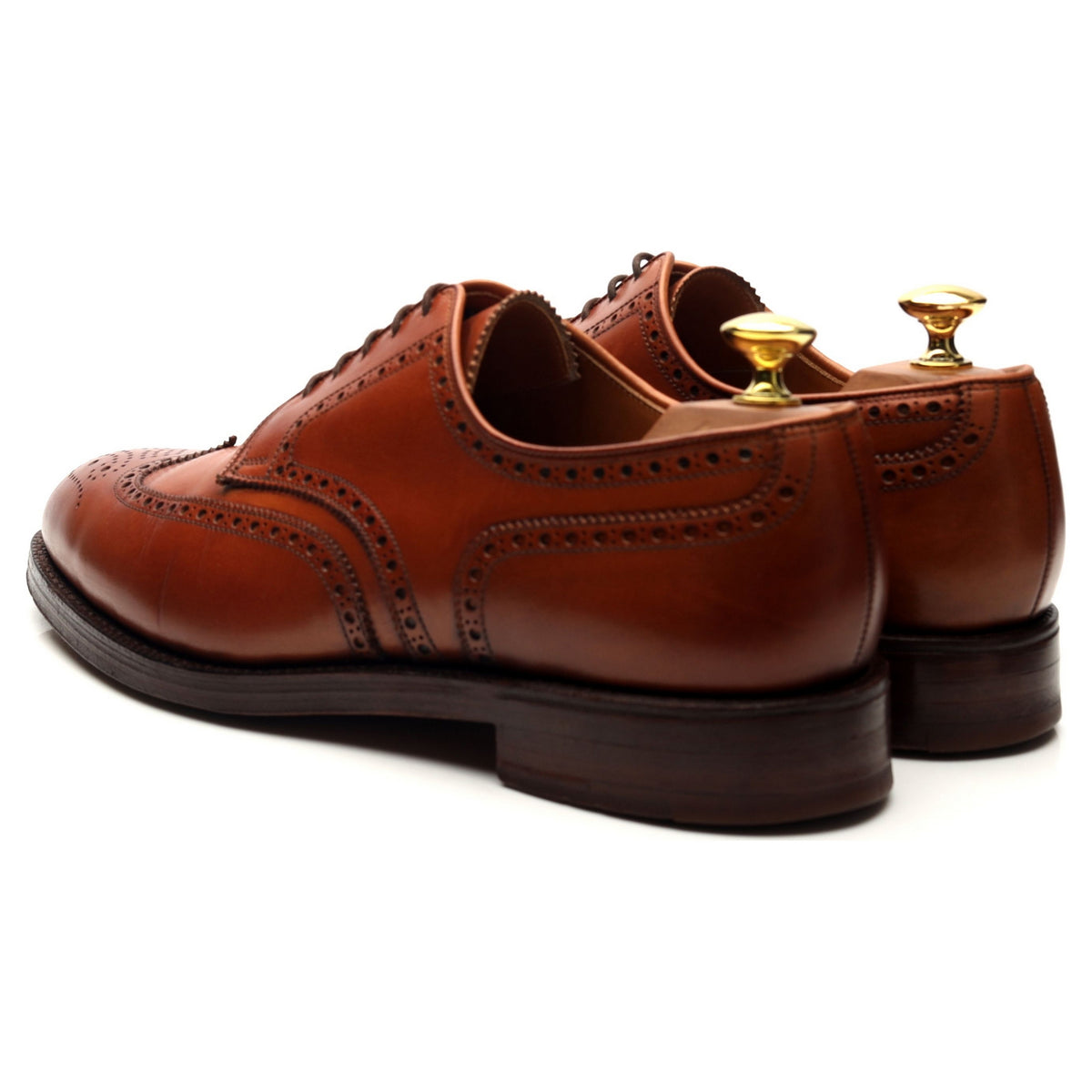 &#39;Cardiff&#39; Tan Brown Leather Derby Brogues UK 8.5 E