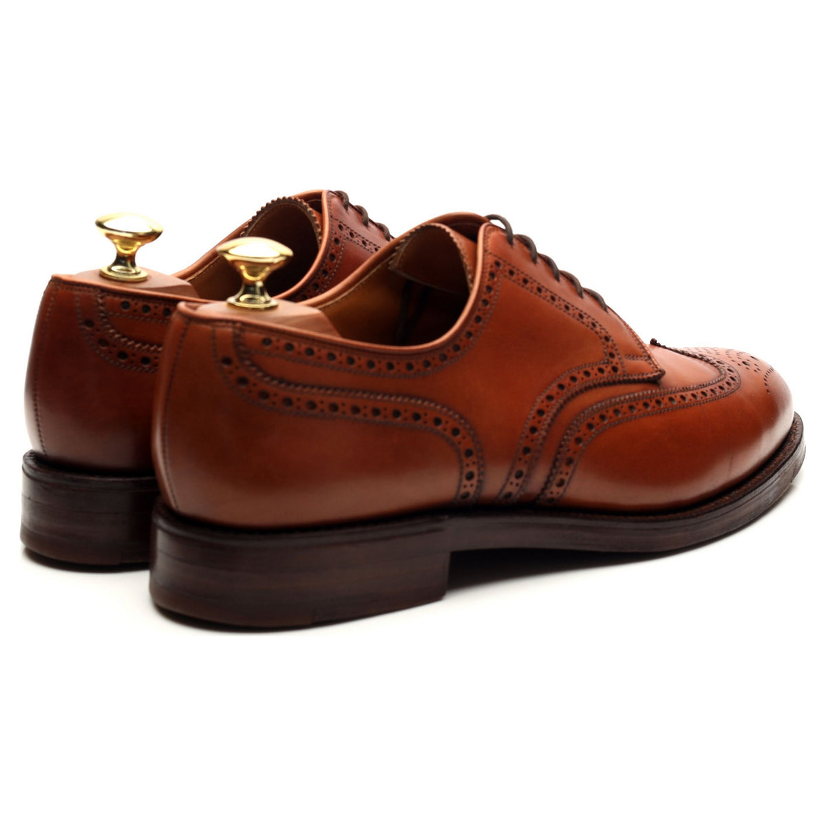 &#39;Cardiff&#39; Tan Brown Leather Derby Brogues UK 8.5 E