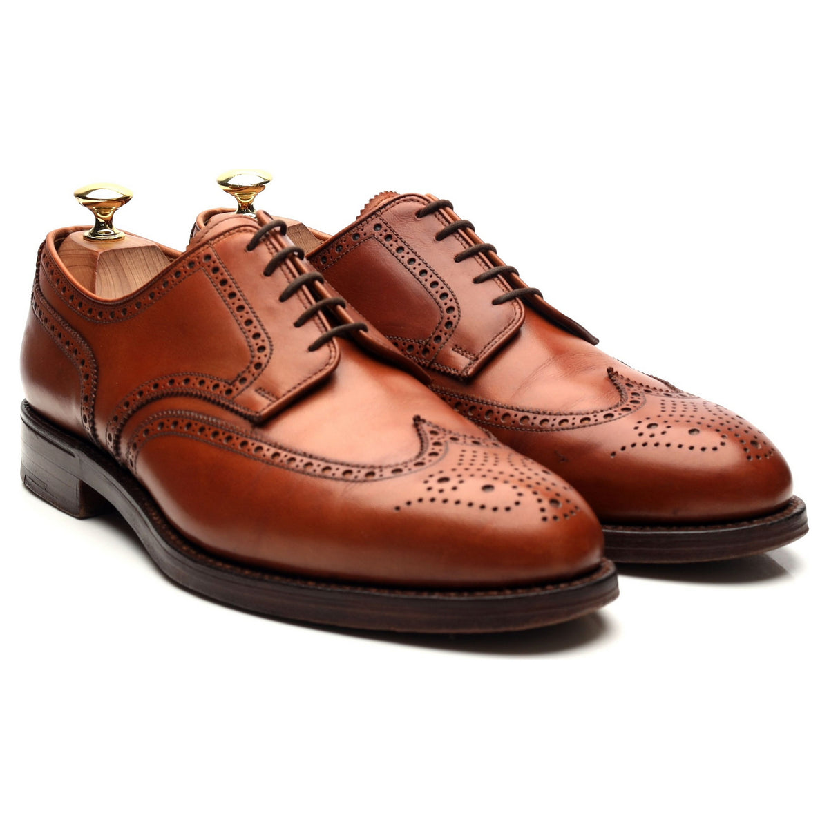 &#39;Cardiff&#39; Tan Brown Leather Derby Brogues UK 8.5 E