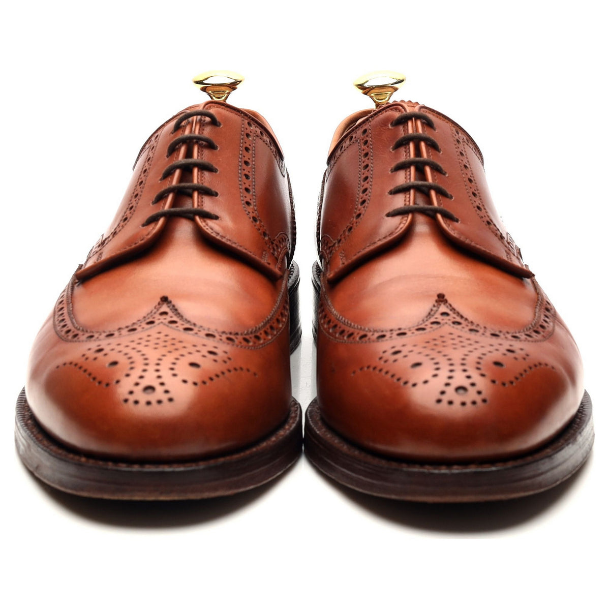 &#39;Cardiff&#39; Tan Brown Leather Derby Brogues UK 8.5 E