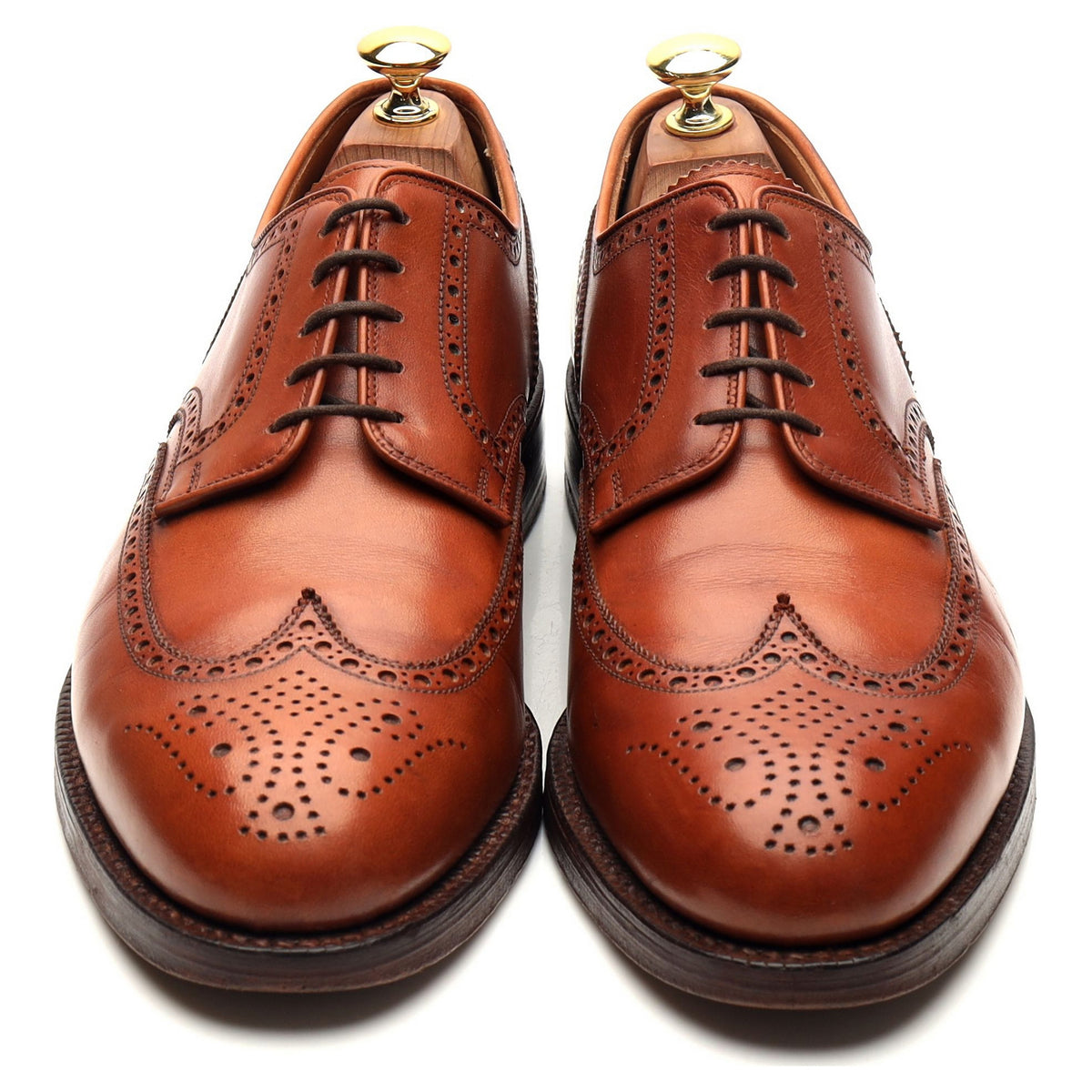 &#39;Cardiff&#39; Tan Brown Leather Derby Brogues UK 8.5 E