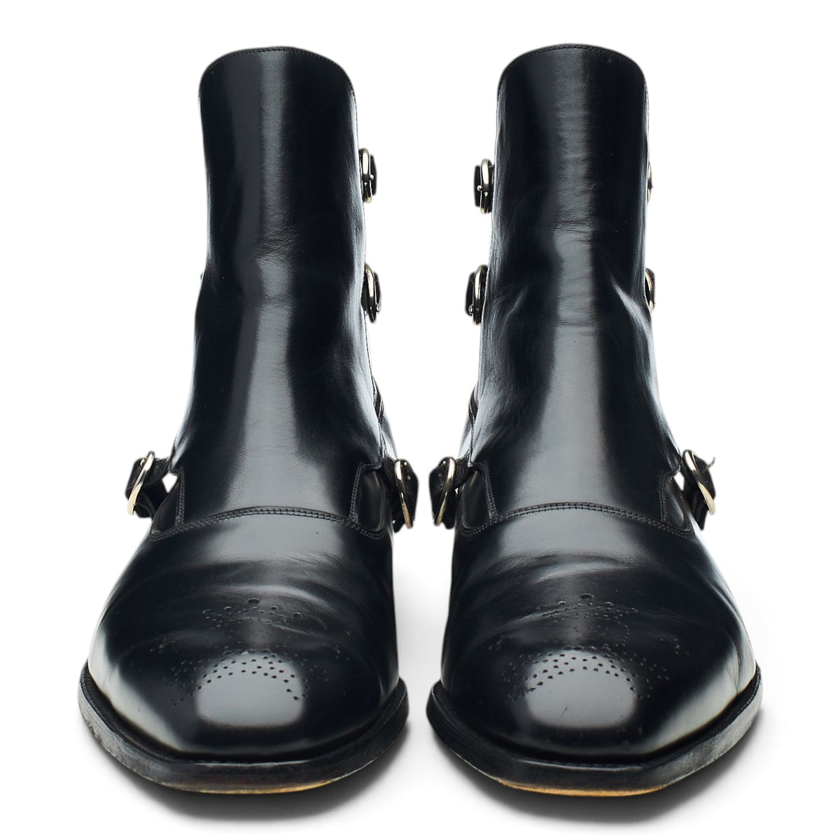 'Lavenum' Black Leather Biker Boots UK 9 F