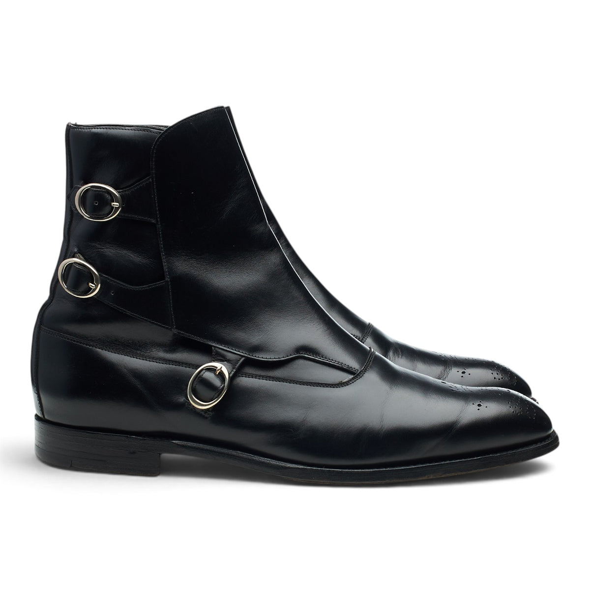 'Lavenum' Black Leather Biker Boots UK 9 F