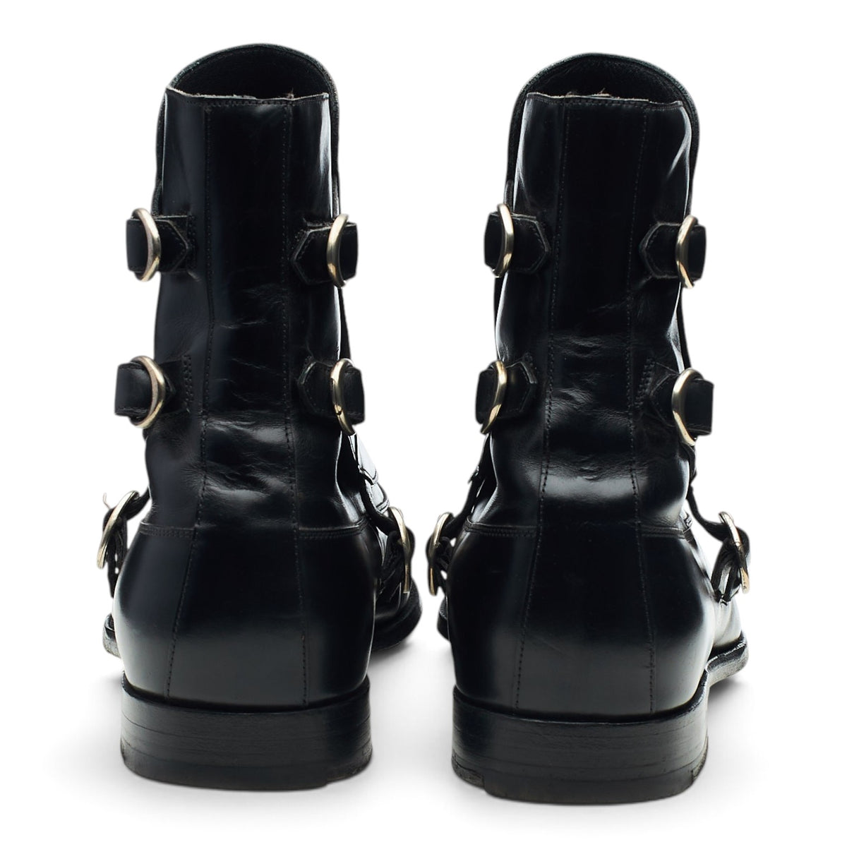 'Lavenum' Black Leather Biker Boots UK 9 F