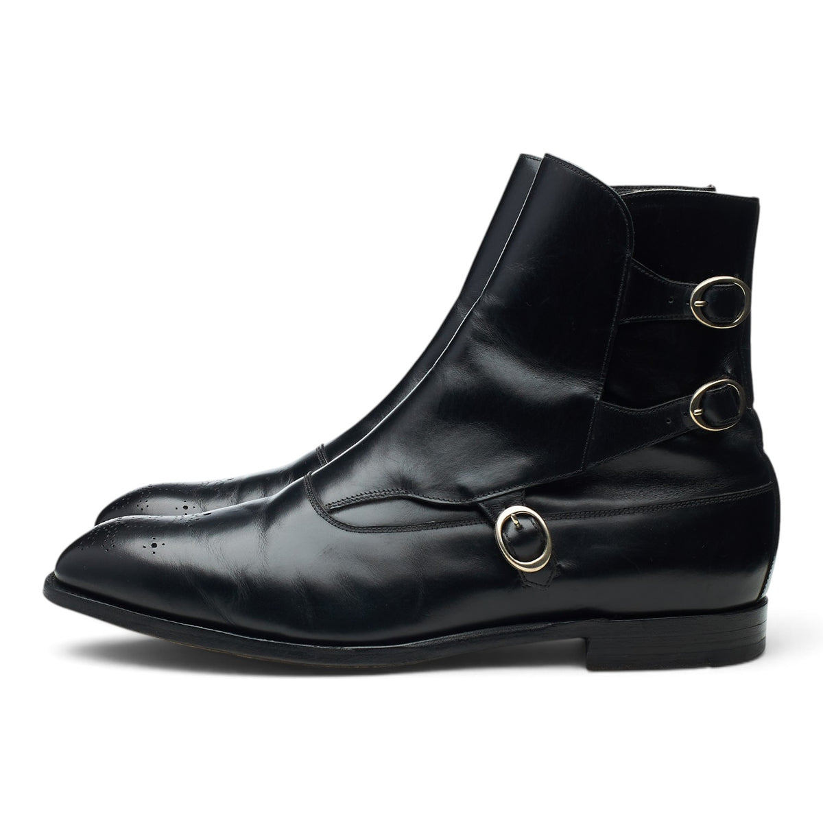 'Lavenum' Black Leather Biker Boots UK 9 F