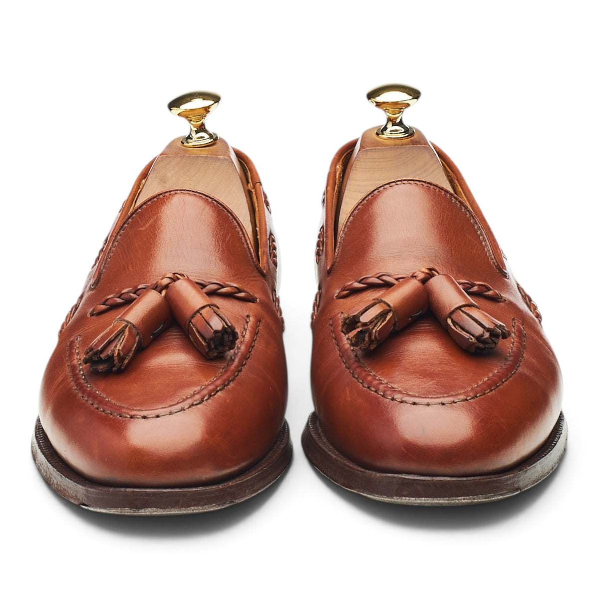 'Langham' Tan Brown Leather Tassel Loafers UK 6 EX