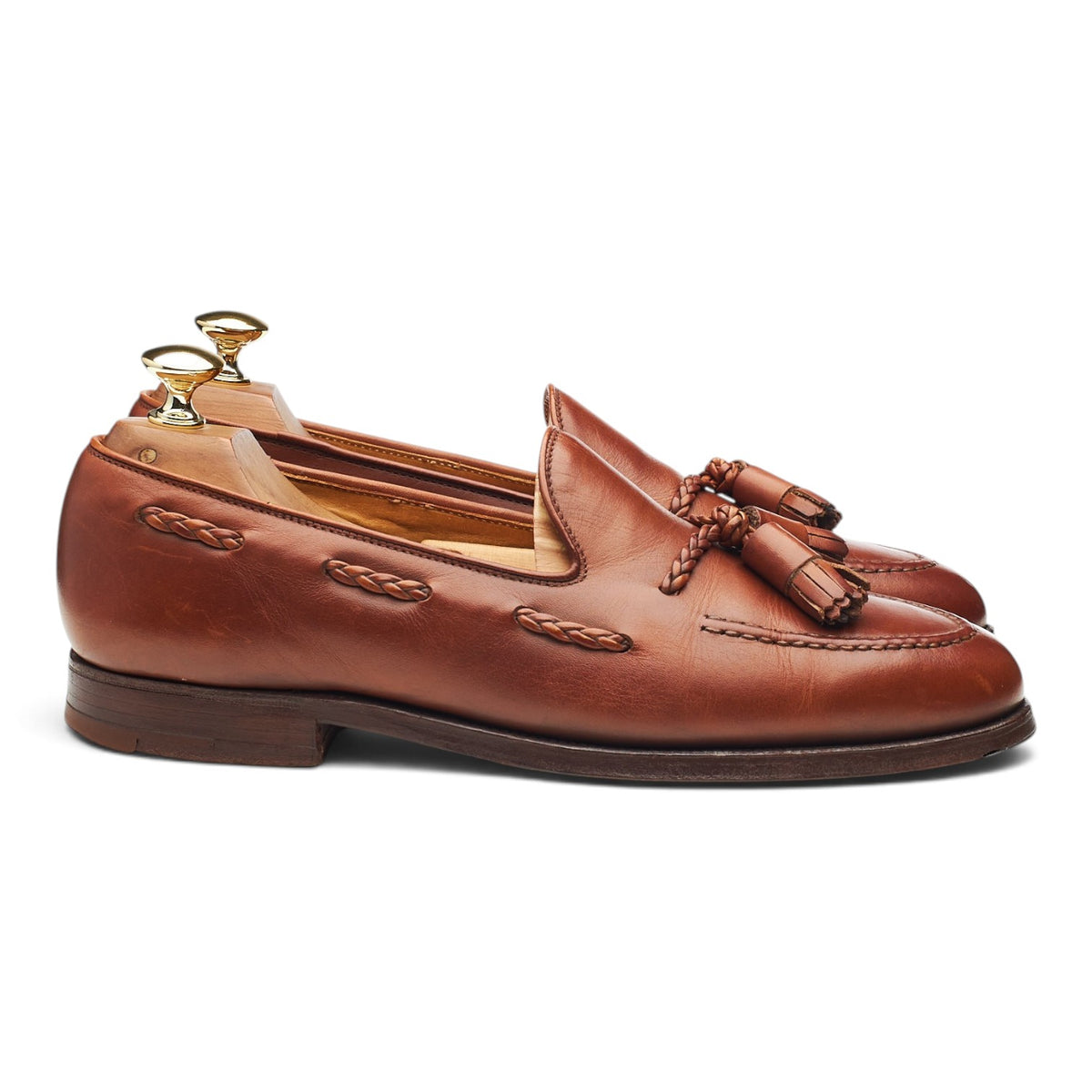 'Langham' Tan Brown Leather Tassel Loafers UK 6 EX