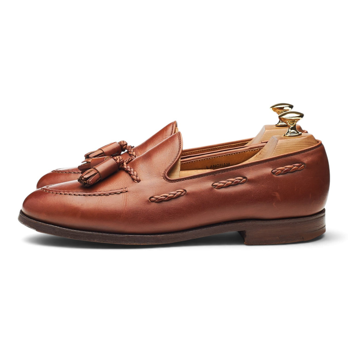 'Langham' Tan Brown Leather Tassel Loafers UK 6 EX