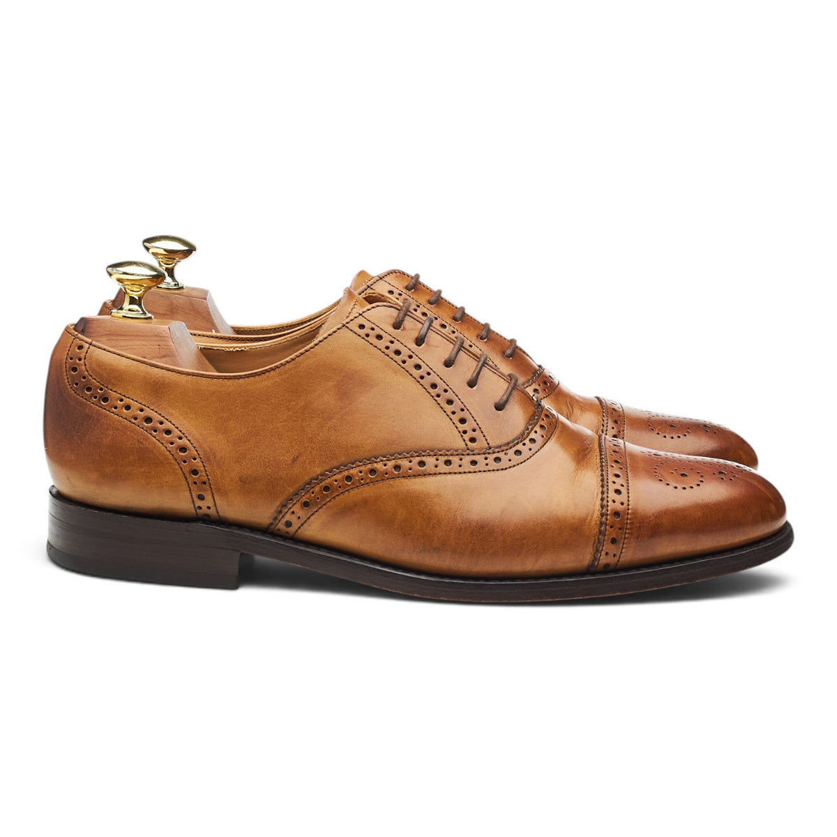 Tan Brown Leather Oxford Brogues UK 7.5 G