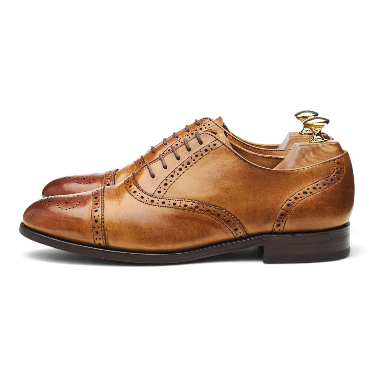 Tan Brown Leather Oxford Brogues UK 7.5 G