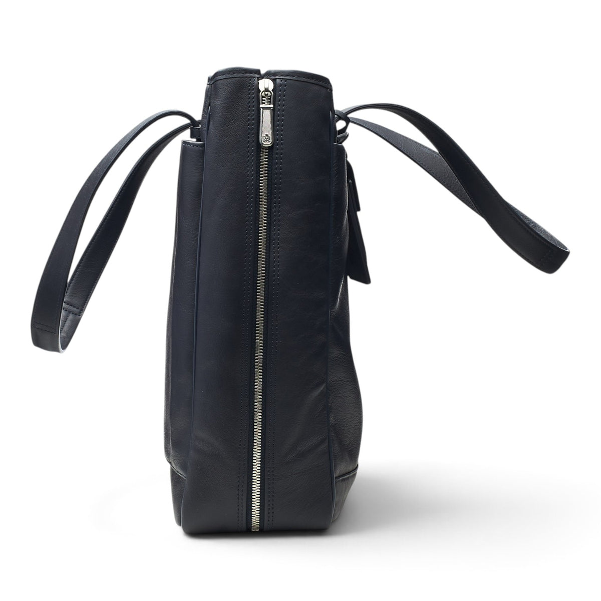Navy Blue Leather Traveller Utility Tote Bag