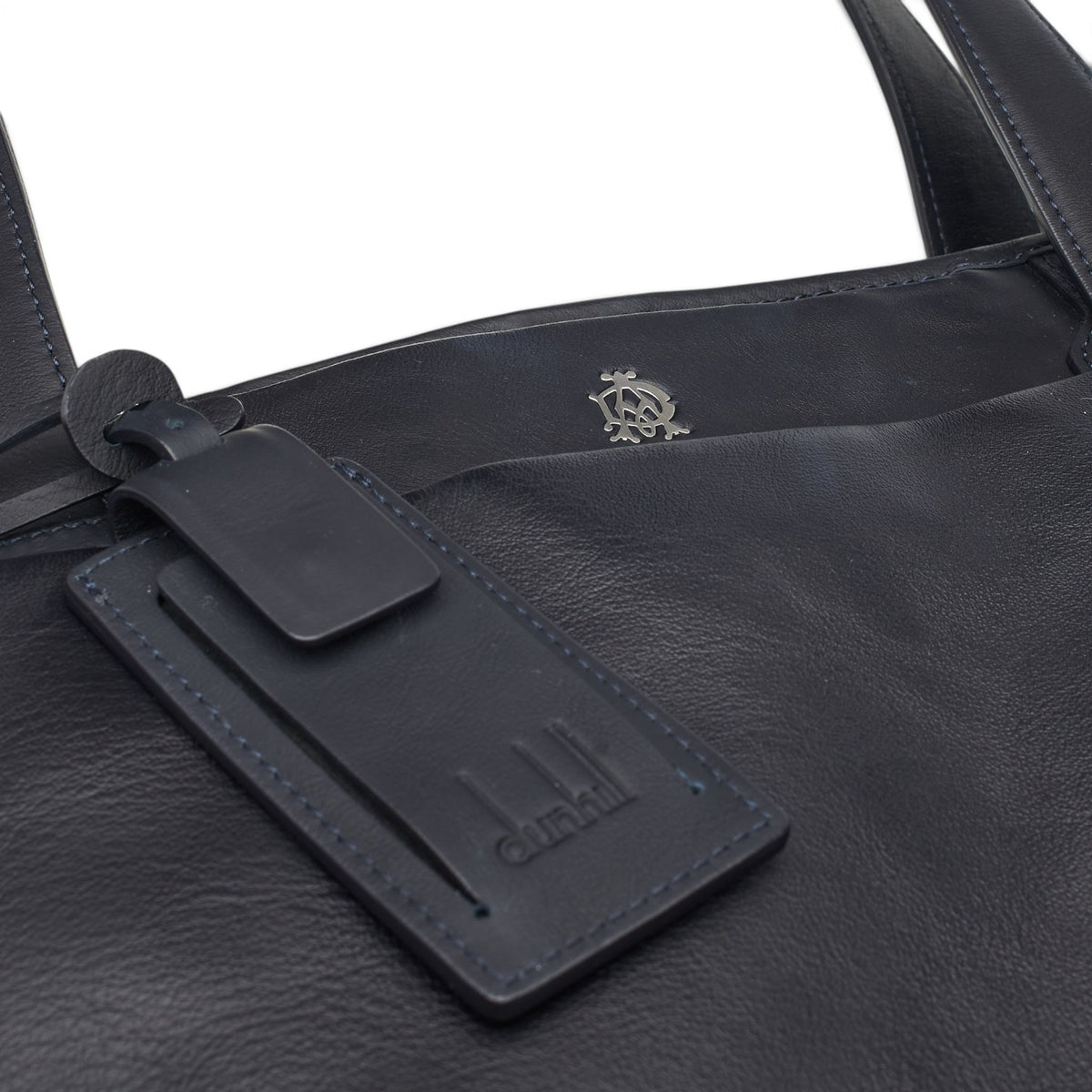Navy Blue Leather Traveller Utility Tote Bag