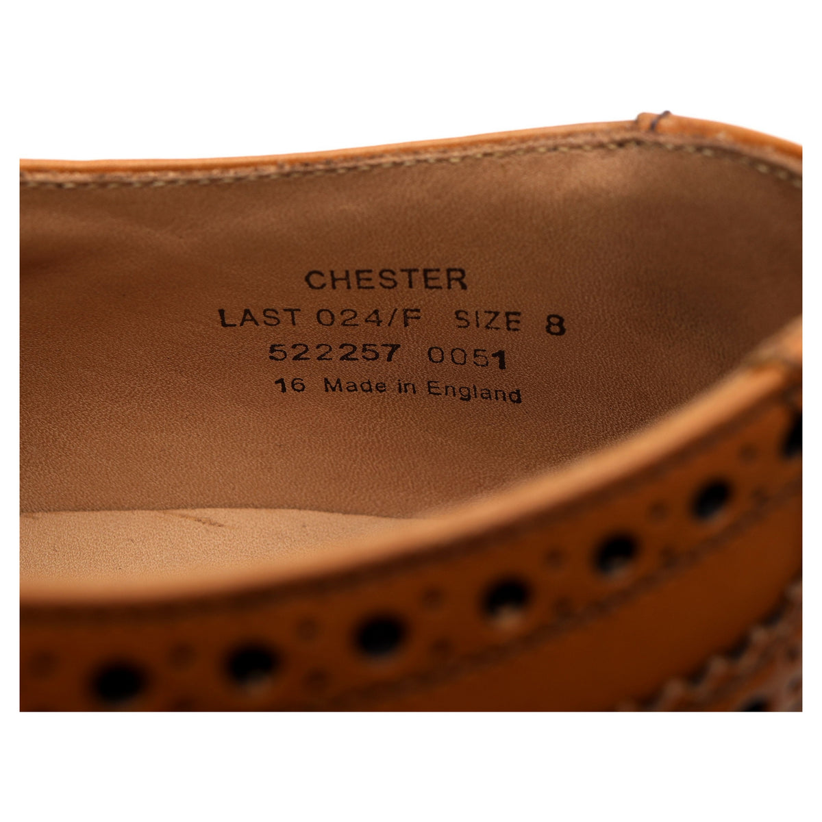 1880 &#39;Chester 2&#39; Tan Brown Leather Derby Brogues UK 8 F