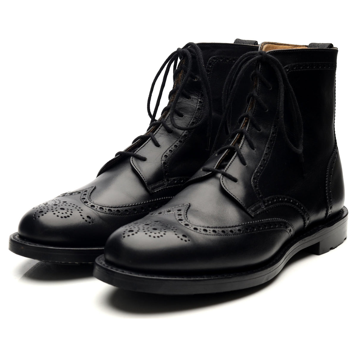 &#39;Enfield&#39; Black Leather Brogue Boots UK 8 F