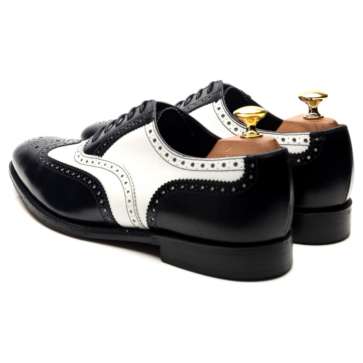 1880 'Sloane' Black White Leather Spectator Brogues UK 8 F