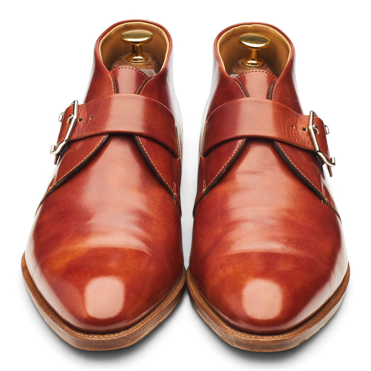 'Highgate' Tan Brown Museum Leather Monk Strap Boots UK 7 E