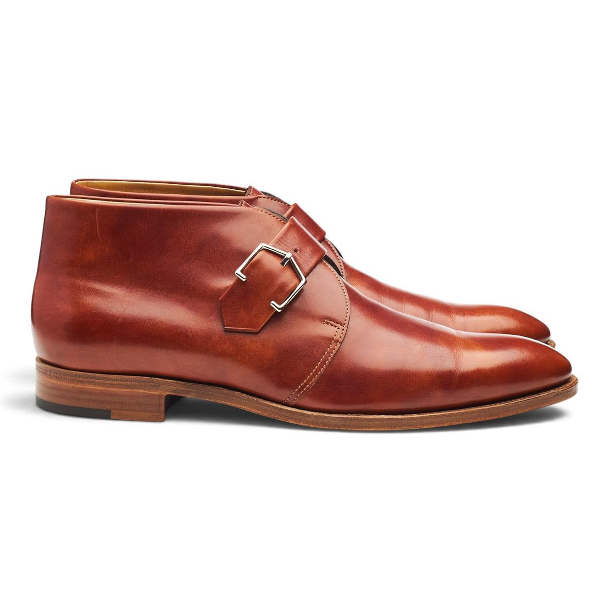 'Highgate' Tan Brown Museum Leather Monk Strap Boots UK 7 E