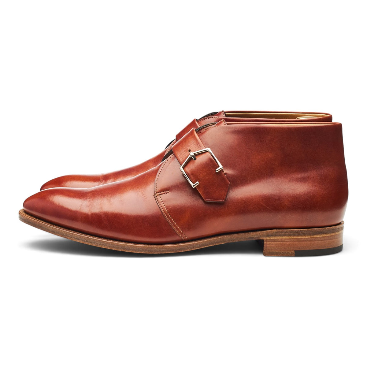 'Highgate' Tan Brown Museum Leather Monk Strap Boots UK 7 E