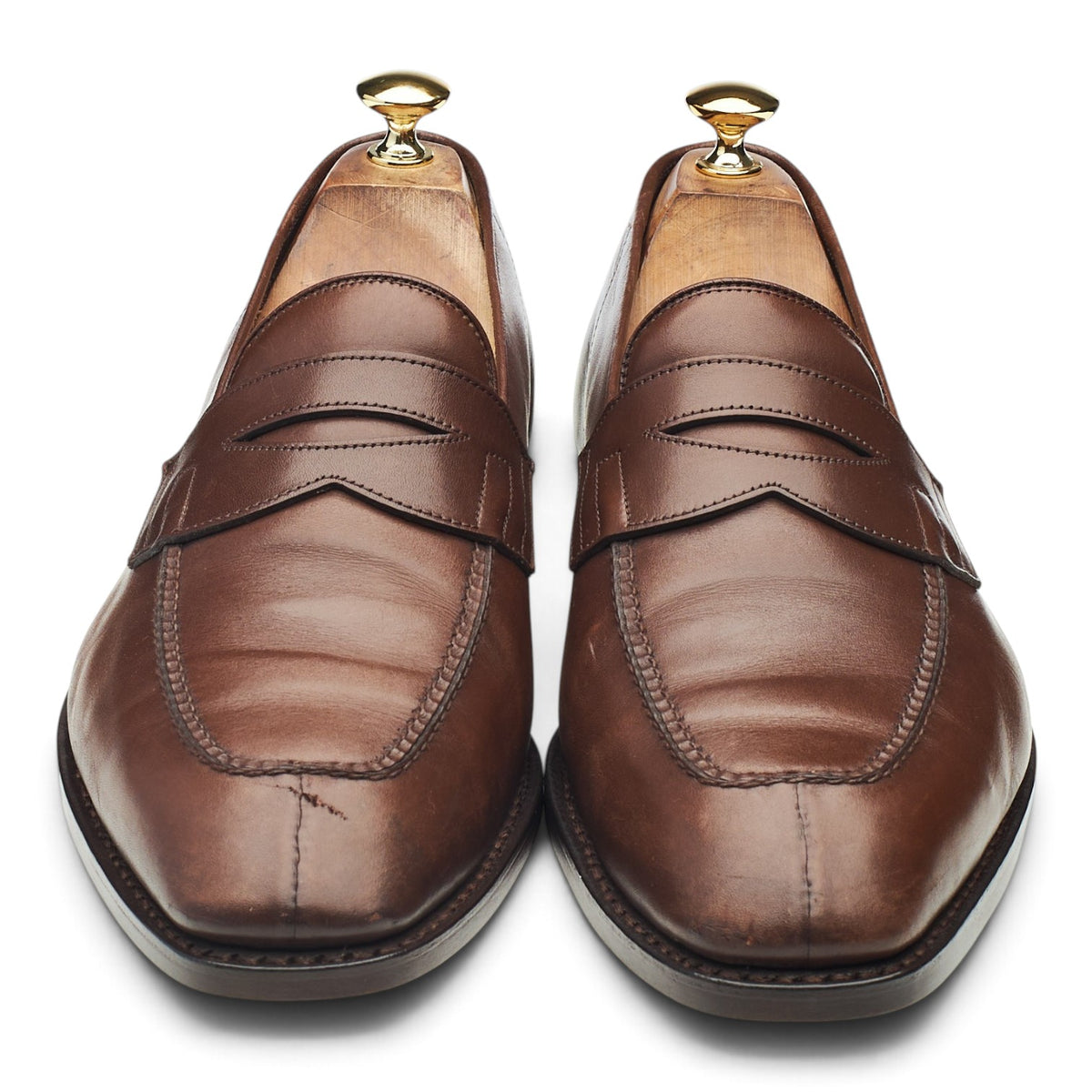 'Ashley' Dark Brown Leather Split Toe Loafers UK 10.5 E