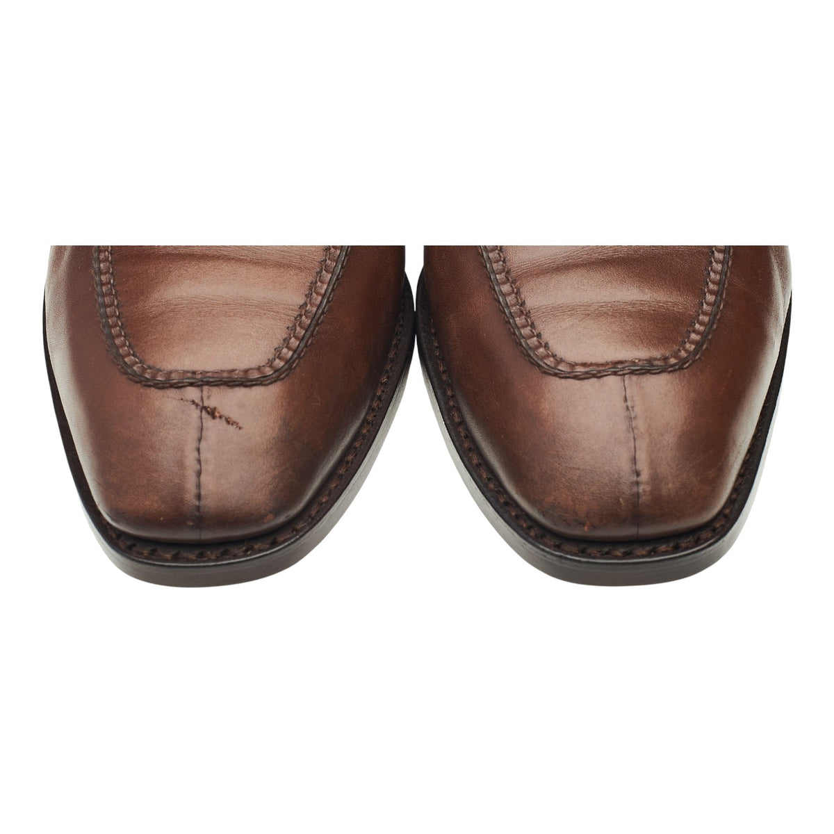 'Ashley' Dark Brown Leather Split Toe Loafers UK 10.5 E