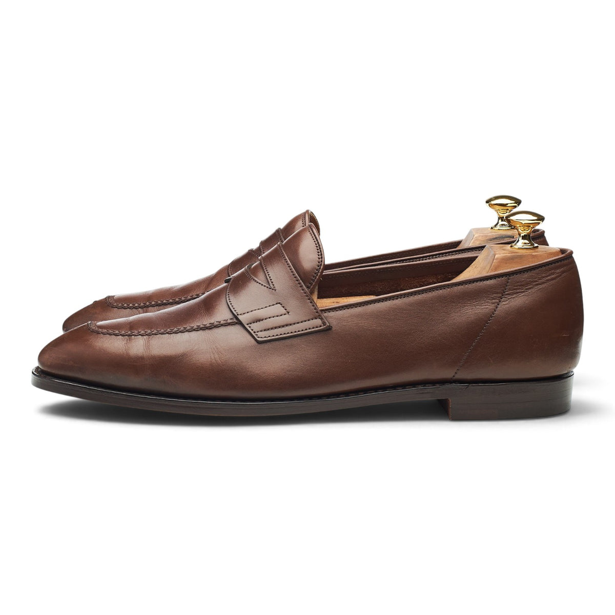 'Ashley' Dark Brown Leather Split Toe Loafers UK 10.5 E