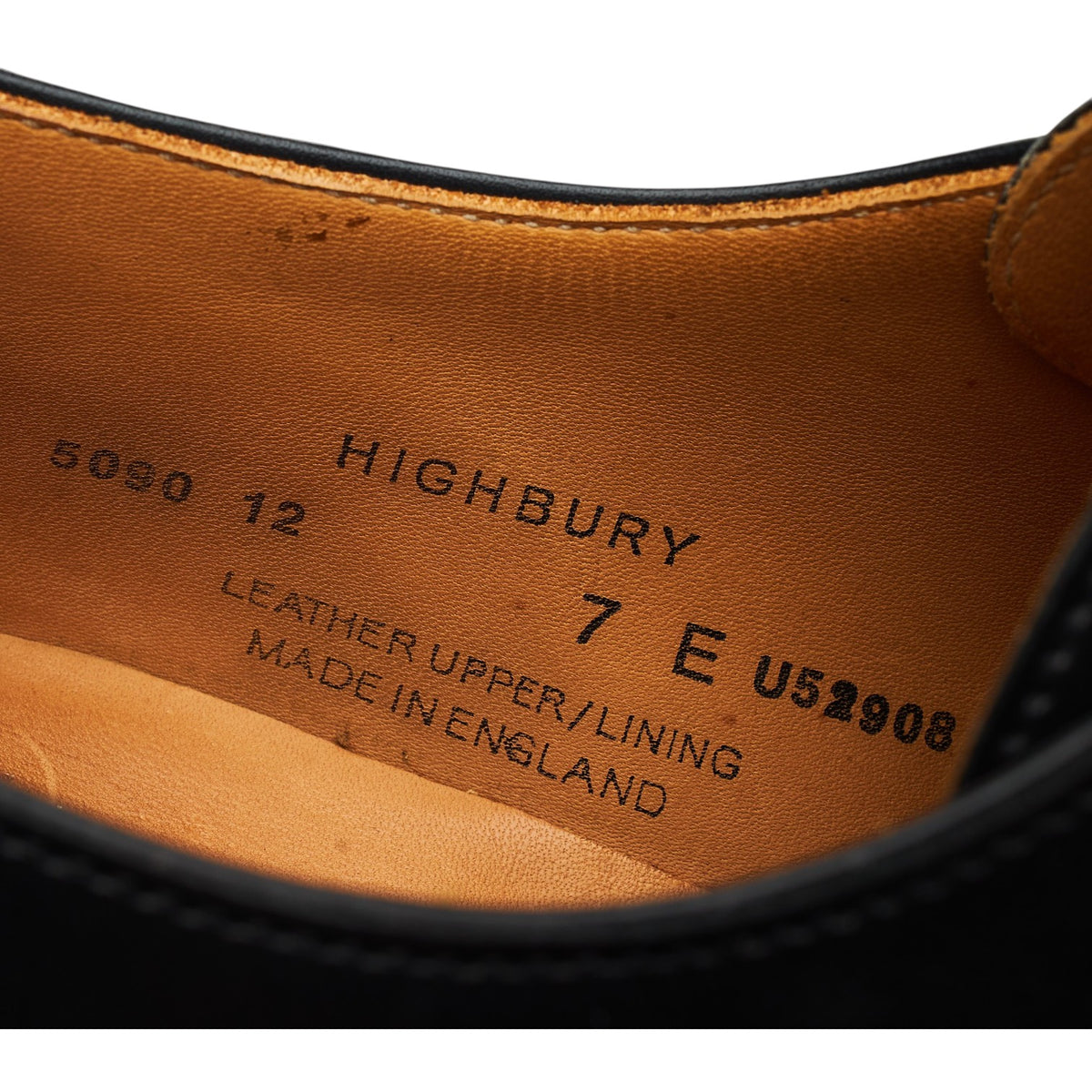 'Highbury' Black Leather Derby UK 7 E