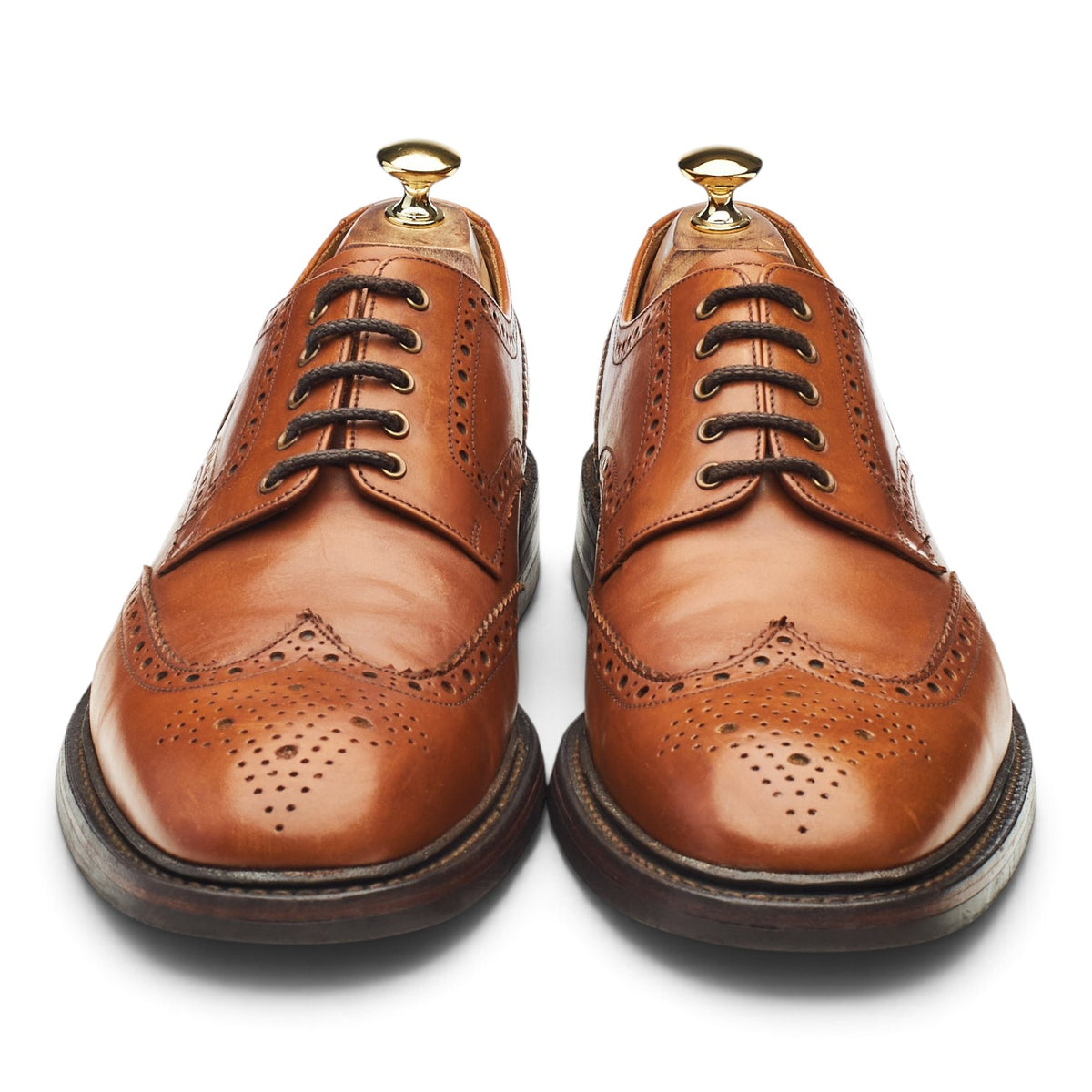 1880 'Chester' Tan Brown Leather Derby Brogues UK 10 F