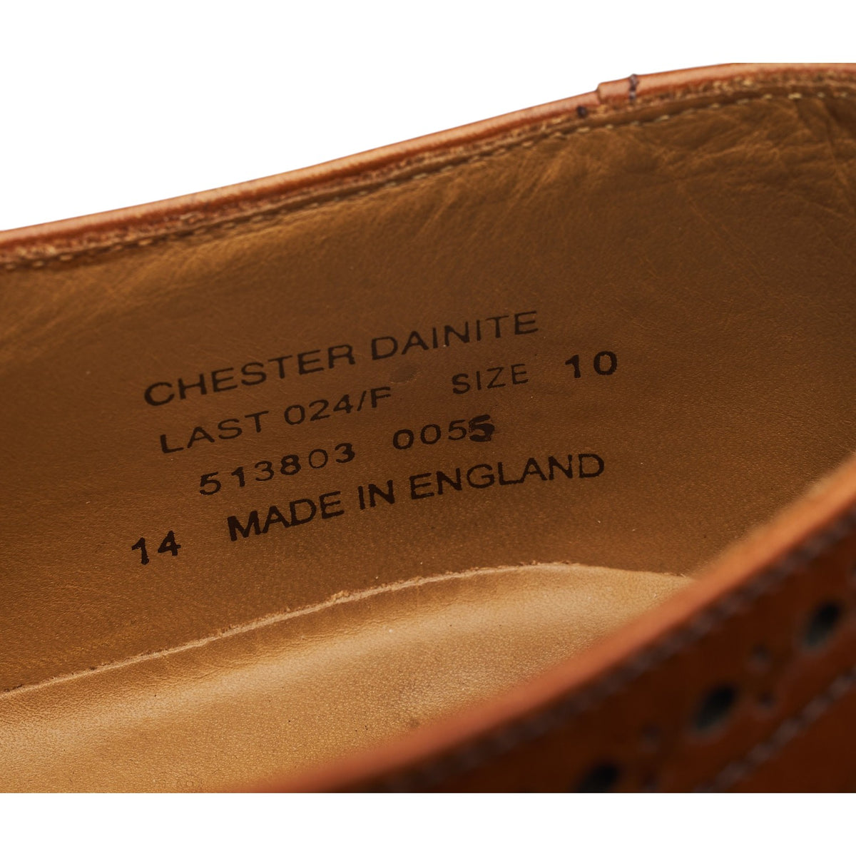 1880 'Chester' Tan Brown Leather Derby Brogues UK 10 F