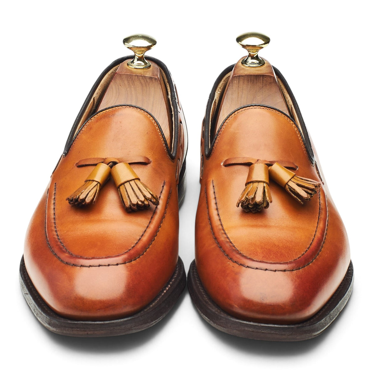 'Kingsley 2' Tan Brown Leather Tassel Loafers UK 7 F