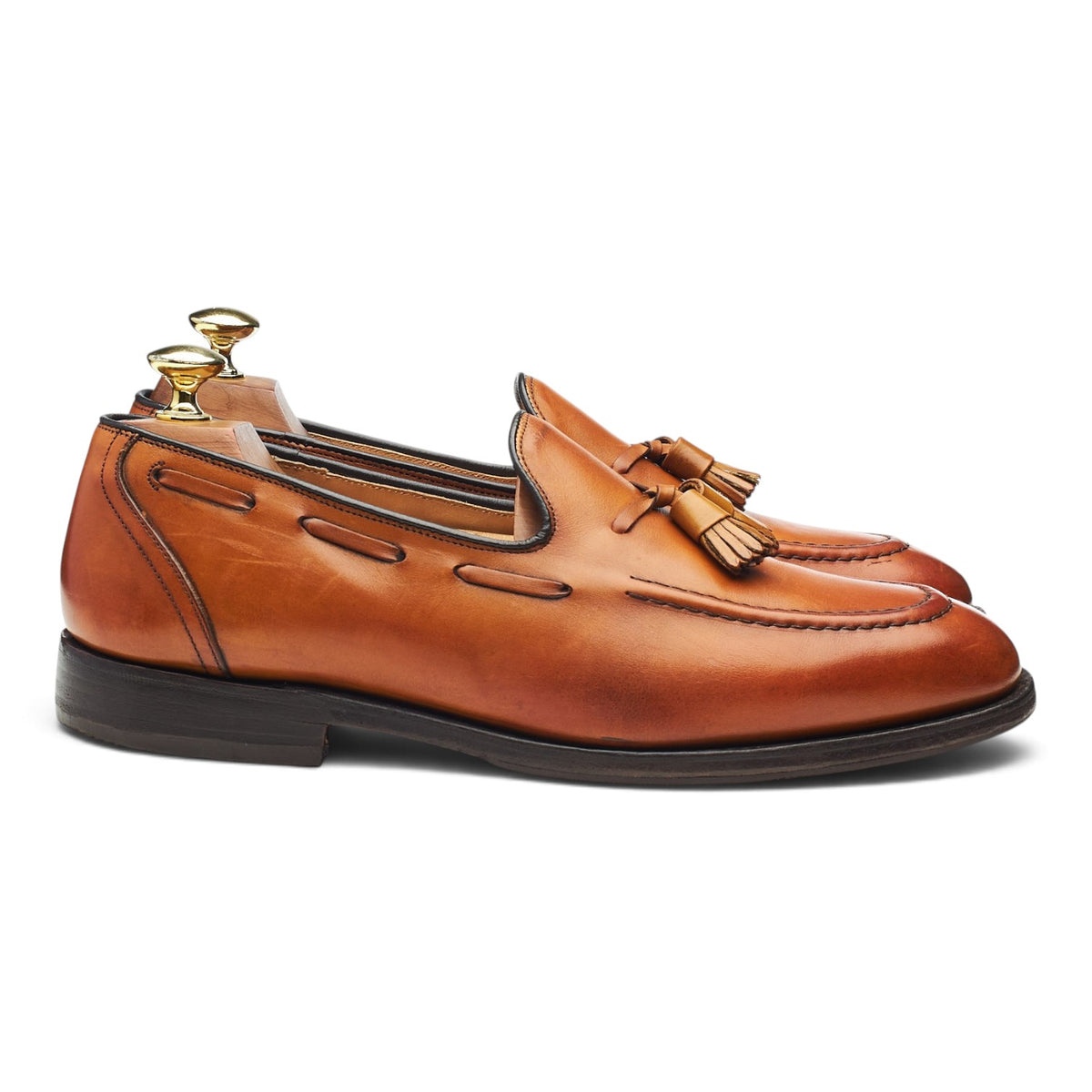 'Kingsley 2' Tan Brown Leather Tassel Loafers UK 7 F