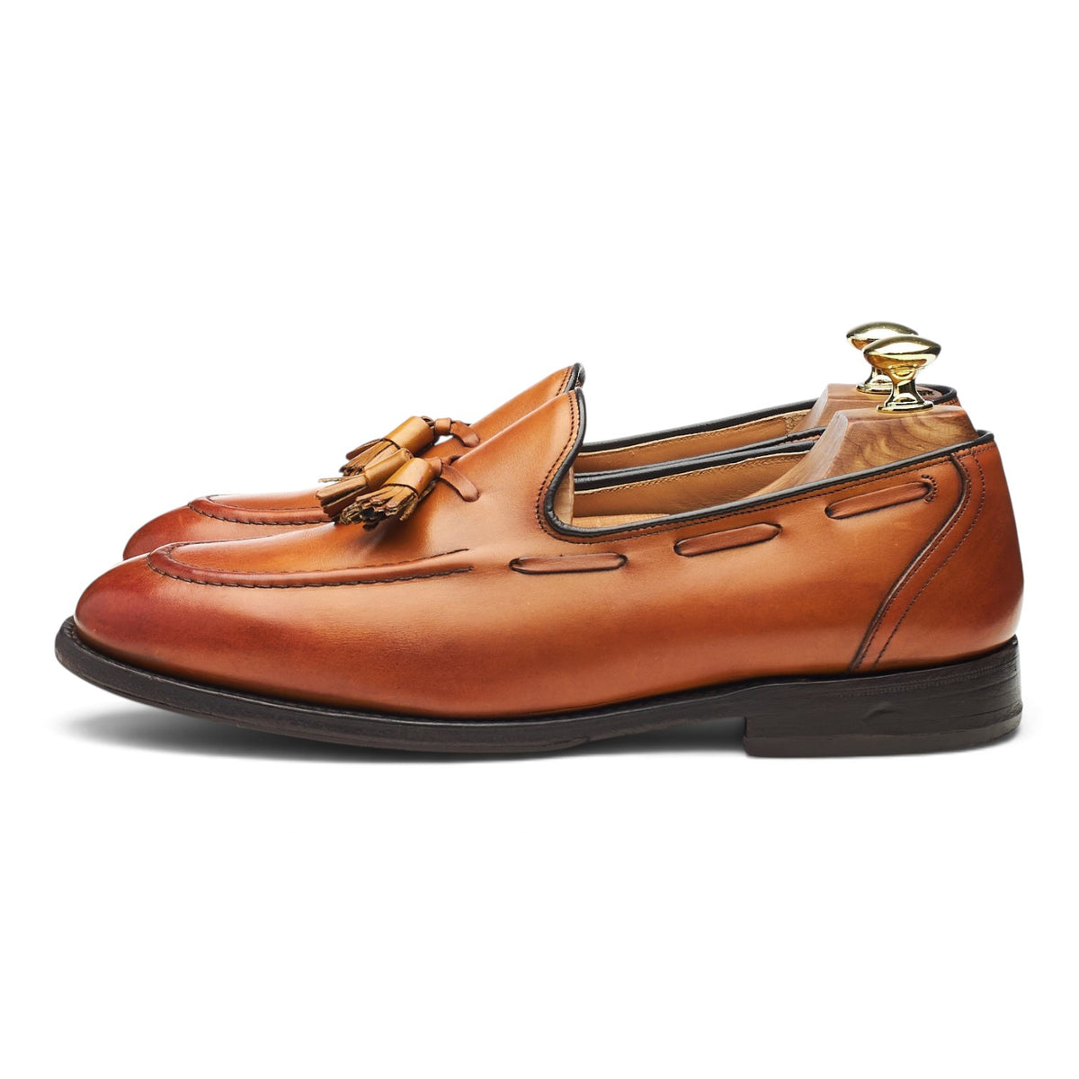 'Kingsley 2' Tan Brown Leather Tassel Loafers UK 7 F