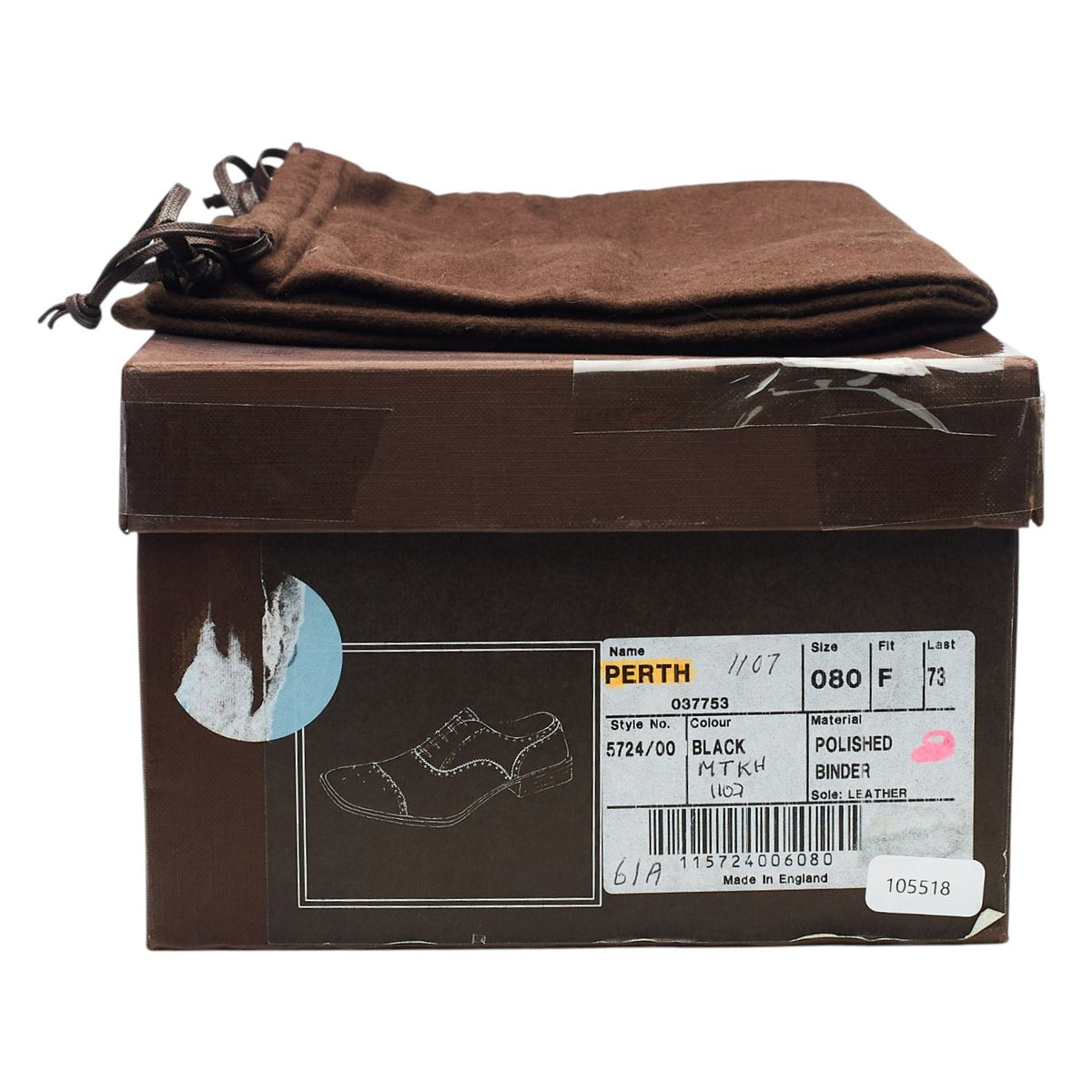 'Perth' Black Leather Oxford Brogues UK 8 F