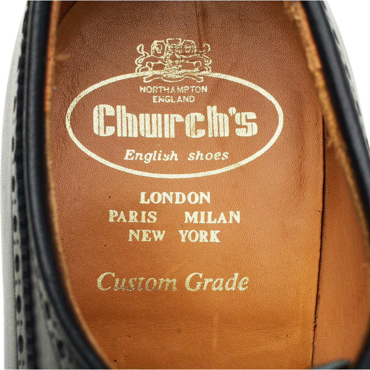 'Grafton' Black Leather Derby Brogues UK 8.5 F