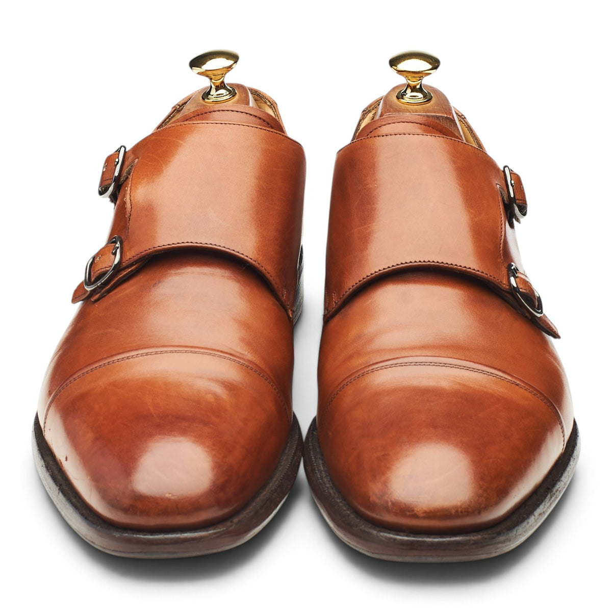'Ledstone' Tan Brown Leather Double Monk Strap UK 9.5 F