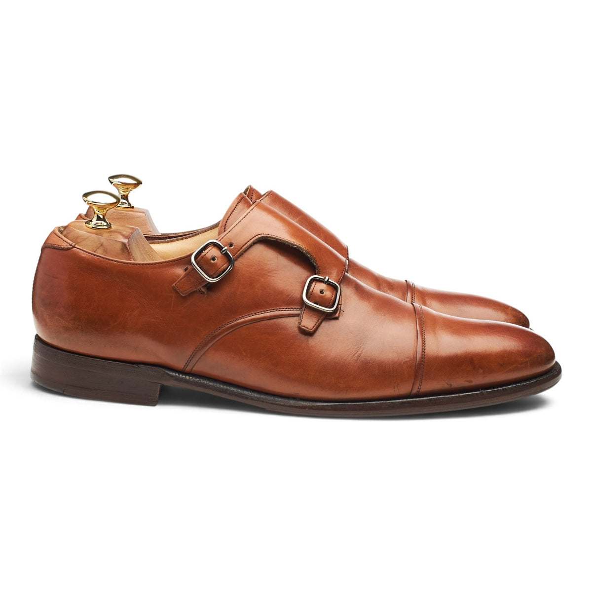 'Ledstone' Tan Brown Leather Double Monk Strap UK 9.5 F