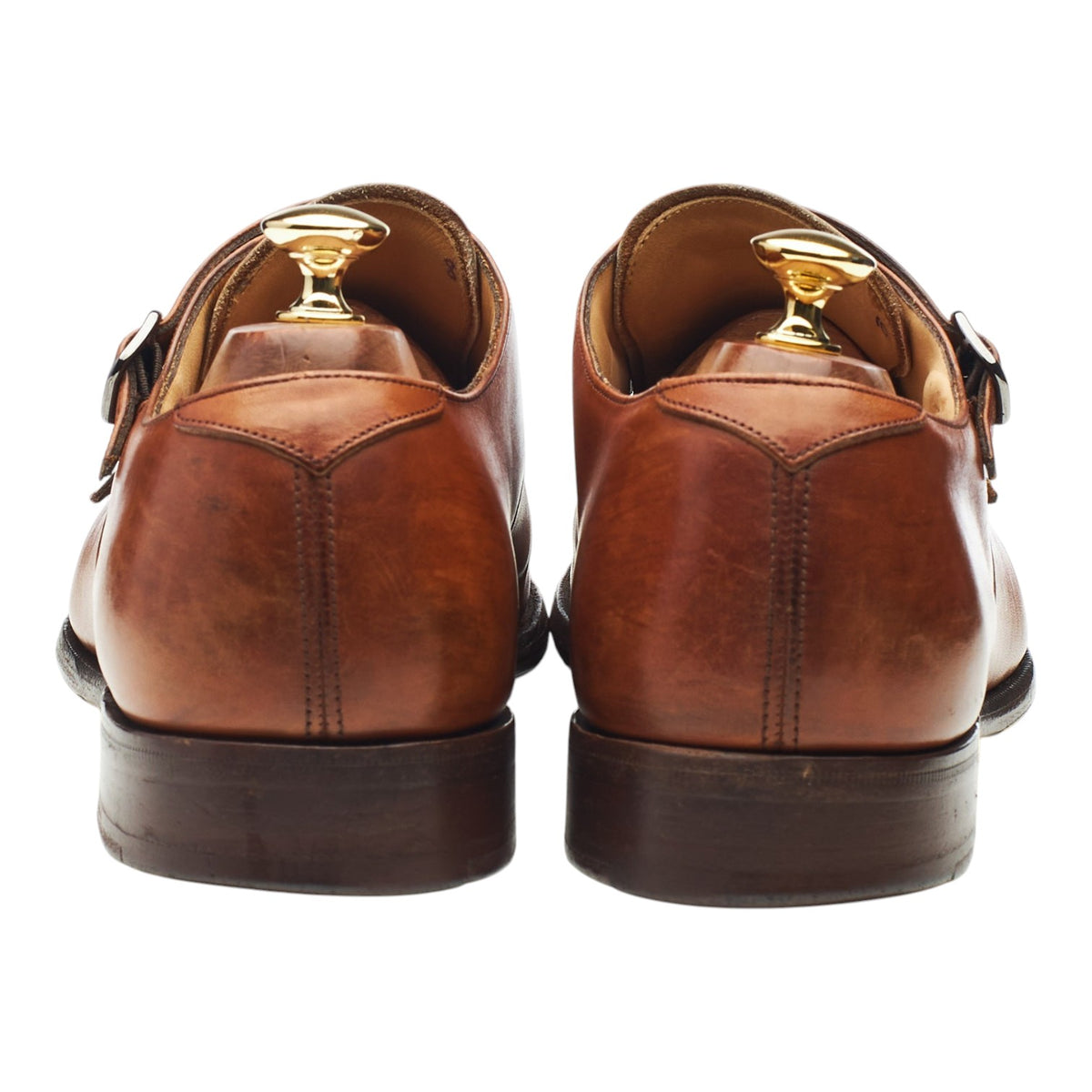 'Ledstone' Tan Brown Leather Double Monk Strap UK 9.5 F