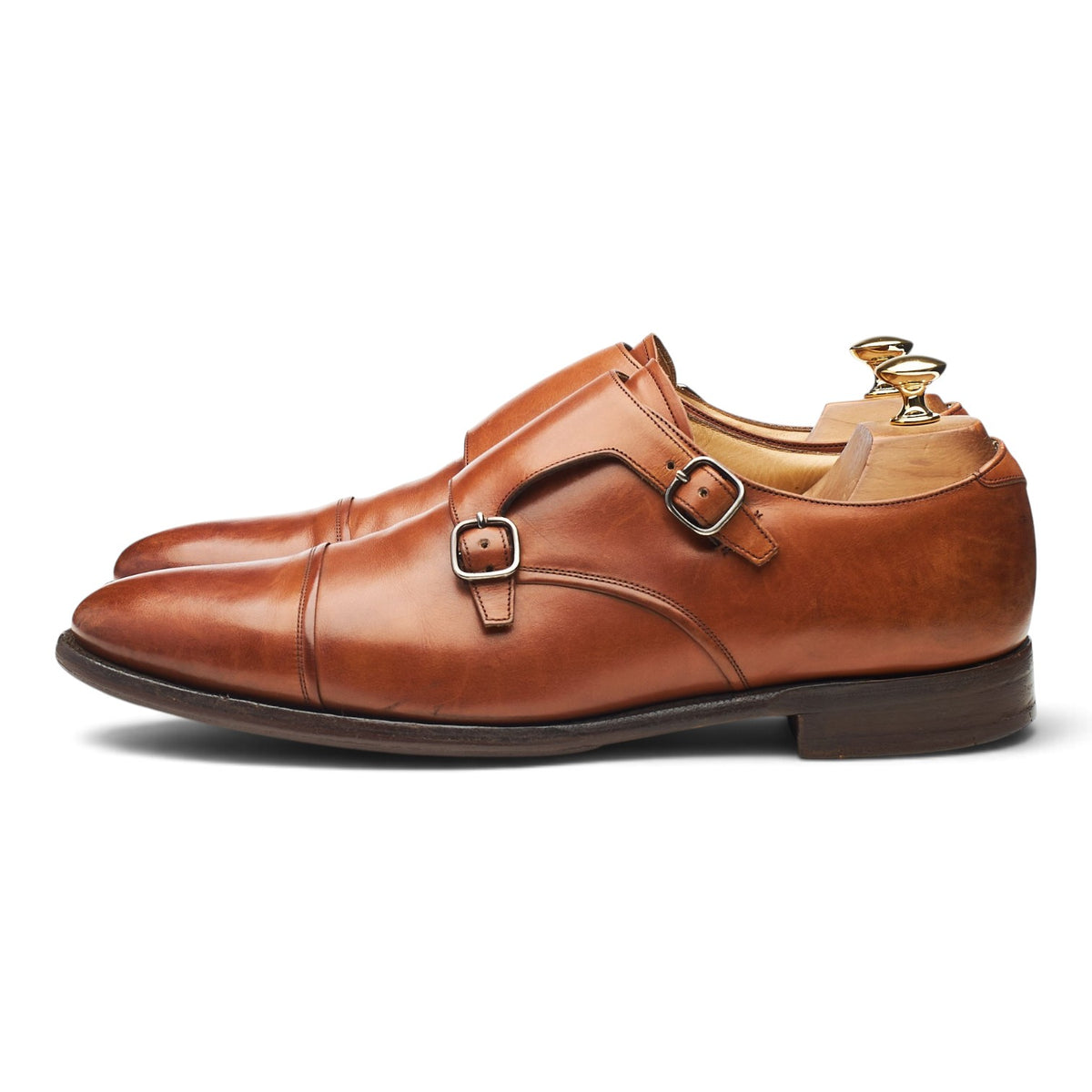 'Ledstone' Tan Brown Leather Double Monk Strap UK 9.5 F