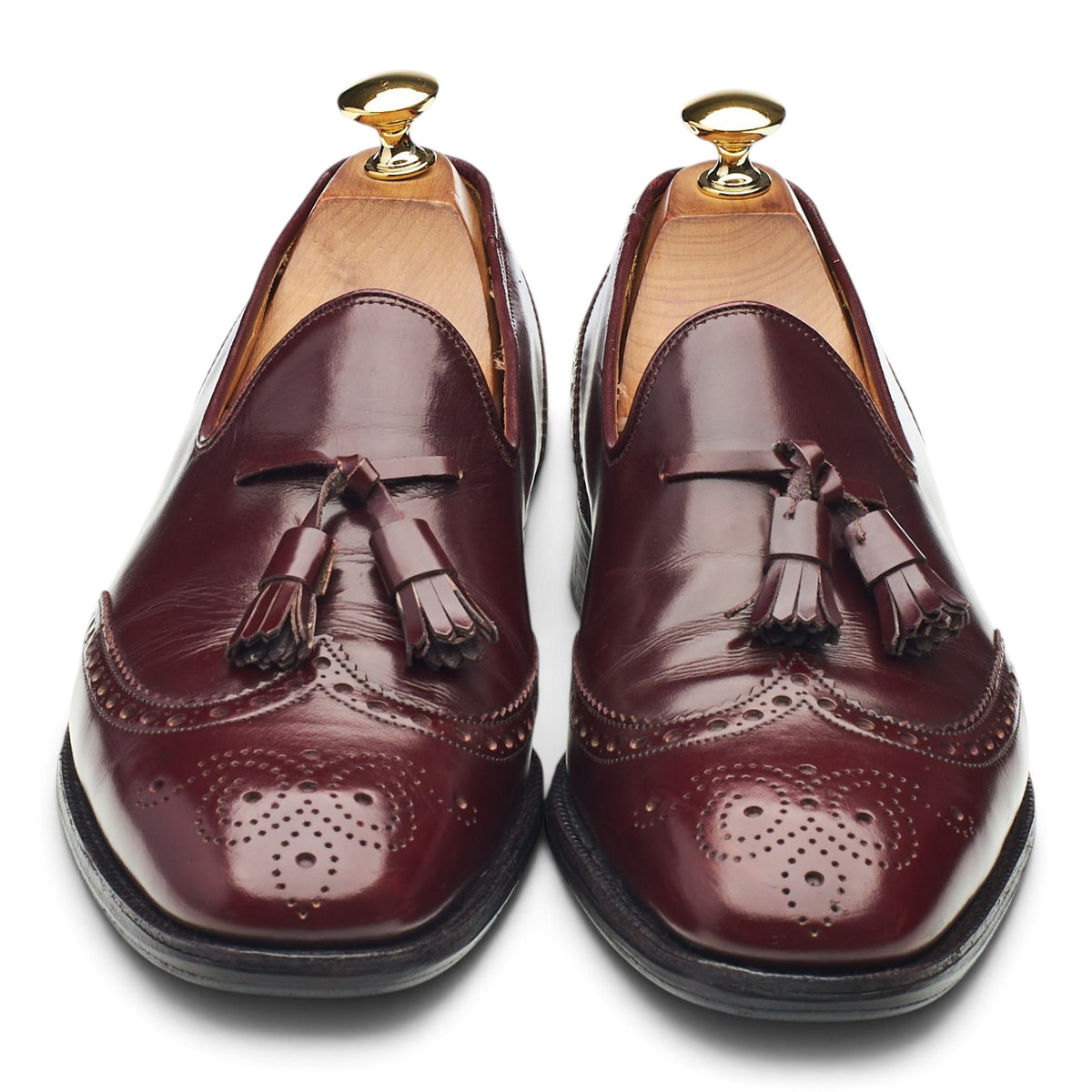 'Madison' Burgundy Leather Brogue Tassel Loafers UK 6.5 F